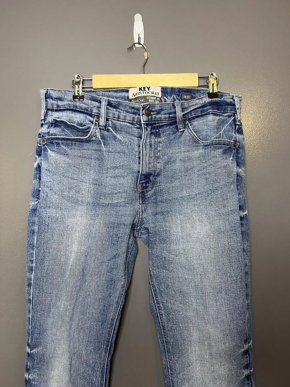 Key Aristocrat Jeans Mens 34x32 Blue Bootcut Stretch Denim Medium Wash
